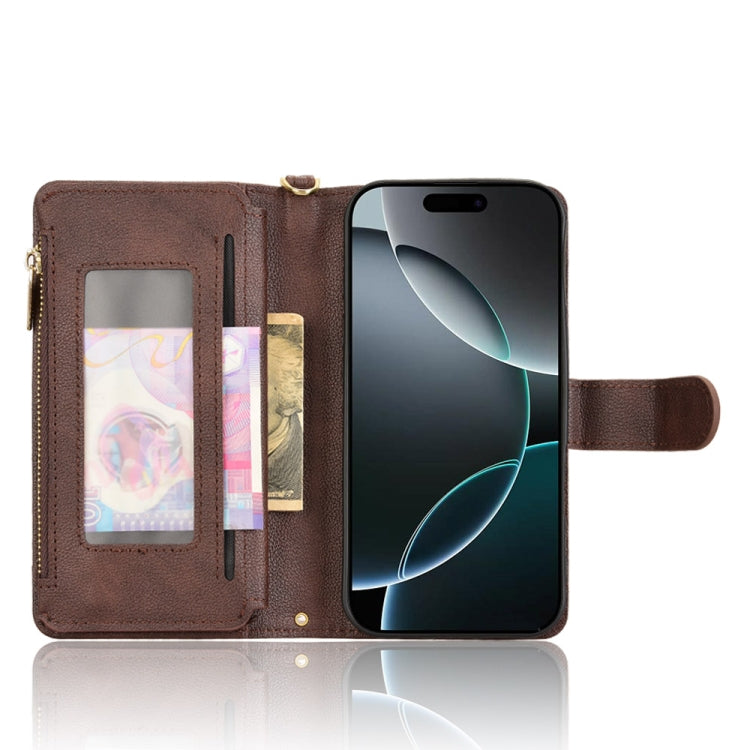 For iPhone 16 Pro Litchi Texture Zipper Leather Phone Case