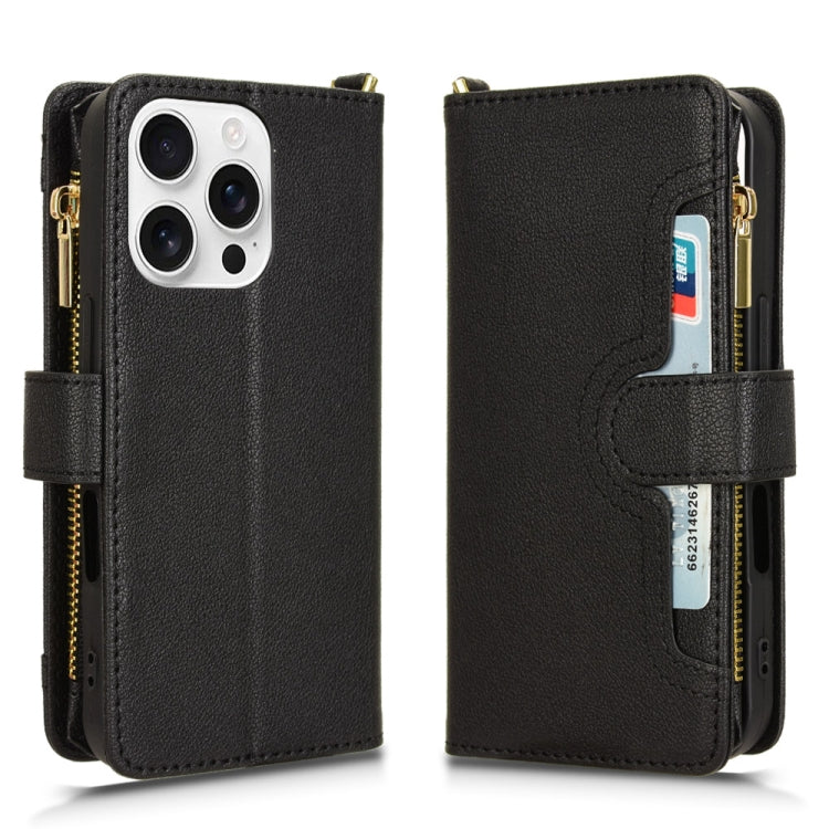 For iPhone 16 Pro Max Litchi Texture Zipper Leather Phone Case