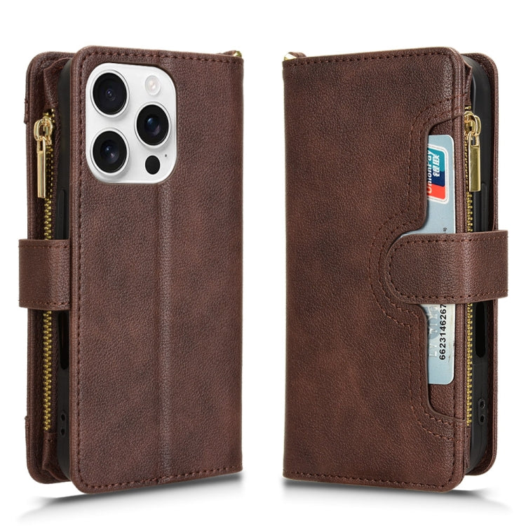 For iPhone 16 Pro Max Litchi Texture Zipper Leather Phone Case
