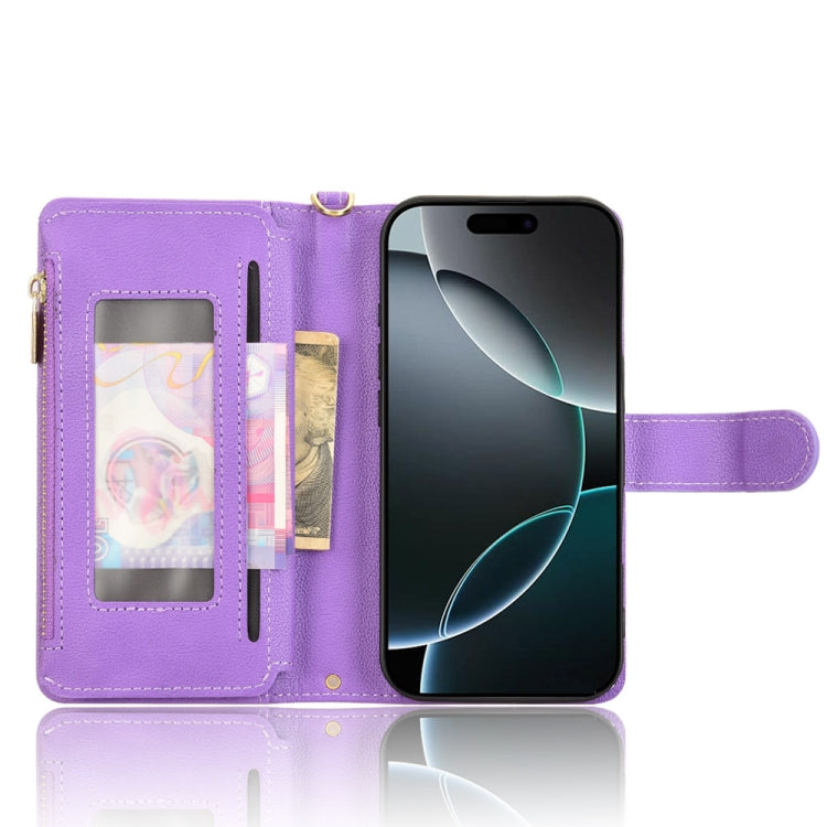 For iPhone 16 Pro Max Litchi Texture Zipper Leather Phone Case