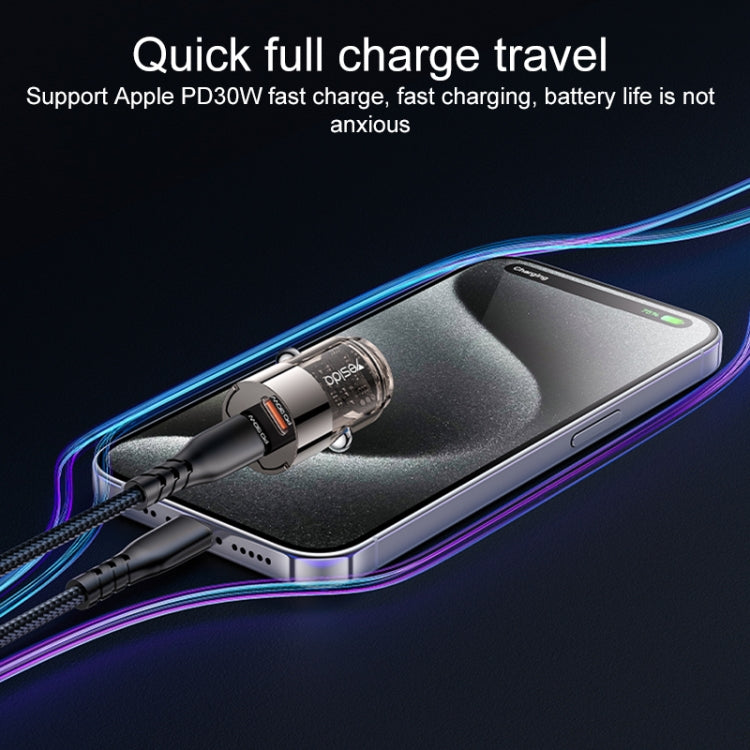 Yesido Y69 PD30W Dual USB-C / Type-C Zinc Alloy Mini Car Charger - Metal Grey