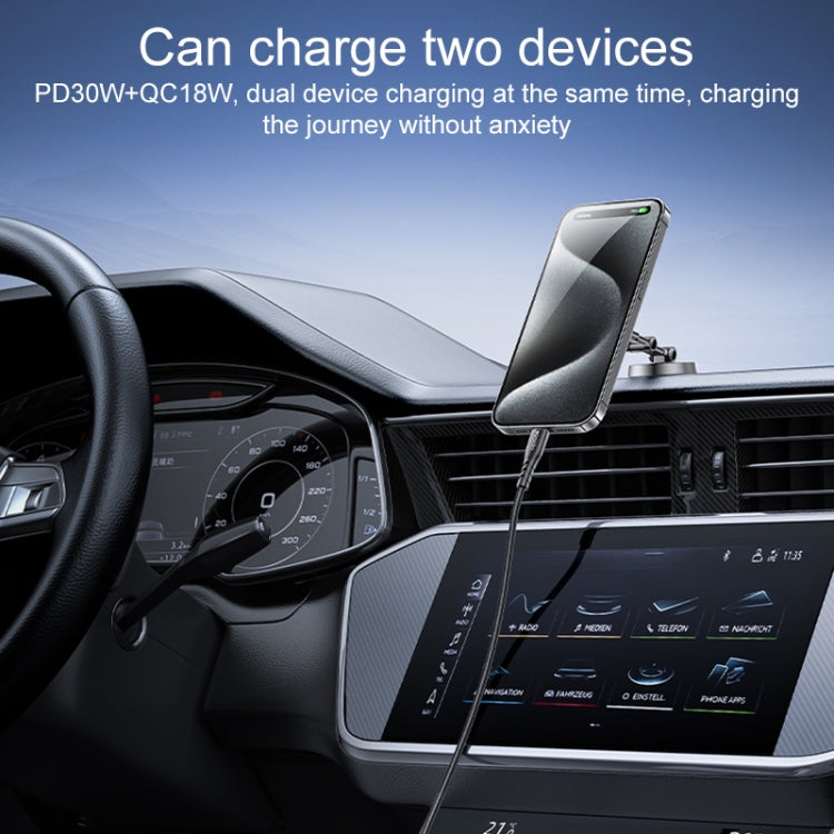 Yesido Y68 PD30W Type-C + QC18W USB Zinc Alloy Mini Car Charger - Metal Grey