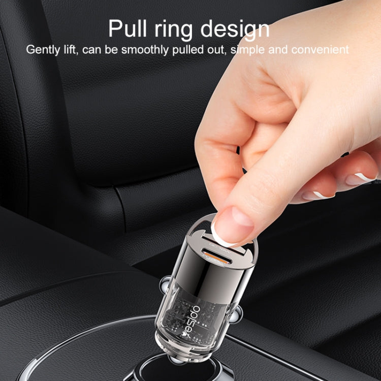 Yesido Y68 PD30W Type-C + QC18W USB Zinc Alloy Mini Car Charger - Metal Grey