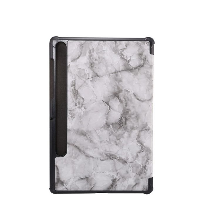 For Samsung Galaxy Tab S8 / Galaxy Tab S7 T870 Marble Texture Pattern Horizontal Flip Leather Case, with Three-folding Holder & Sleep / Wake-up