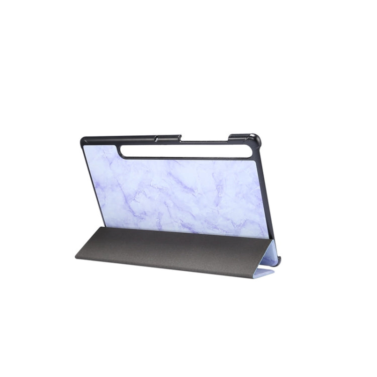 For Samsung Galaxy Tab S8 / Galaxy Tab S7 T870 Marble Texture Pattern Horizontal Flip Leather Case, with Three-folding Holder & Sleep / Wake-up