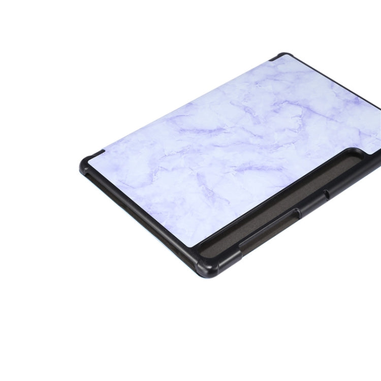 For Samsung Galaxy Tab S8 / Galaxy Tab S7 T870 Marble Texture Pattern Horizontal Flip Leather Case, with Three-folding Holder & Sleep / Wake-up