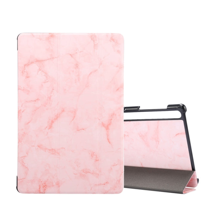 For Samsung Galaxy Tab S8 / Galaxy Tab S7 T870 Marble Texture Pattern Horizontal Flip Leather Case, with Three-folding Holder & Sleep / Wake-up