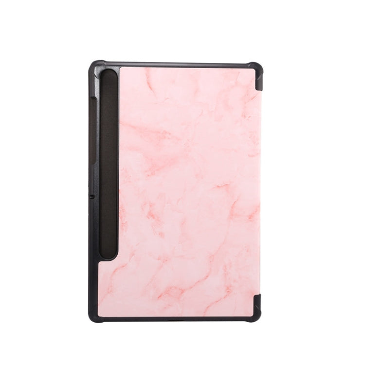 For Samsung Galaxy Tab S8 / Galaxy Tab S7 T870 Marble Texture Pattern Horizontal Flip Leather Case, with Three-folding Holder & Sleep / Wake-up