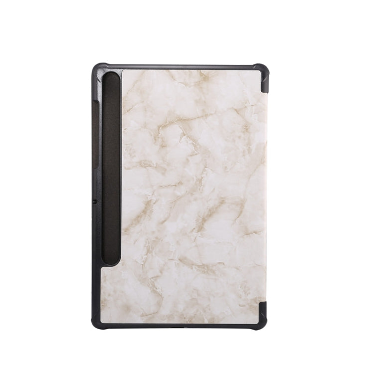 For Samsung Galaxy Tab S8 / Galaxy Tab S7 T870 Marble Texture Pattern Horizontal Flip Leather Case, with Three-folding Holder & Sleep / Wake-up