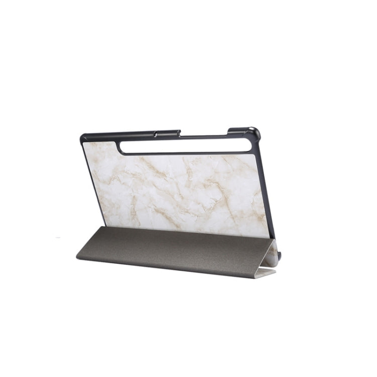 For Samsung Galaxy Tab S8 / Galaxy Tab S7 T870 Marble Texture Pattern Horizontal Flip Leather Case, with Three-folding Holder & Sleep / Wake-up