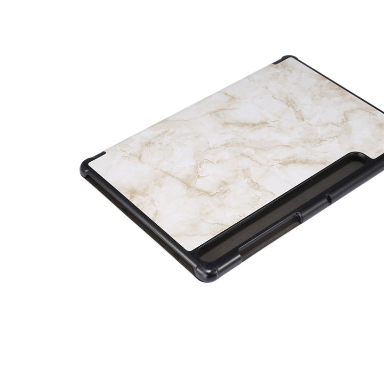 For Samsung Galaxy Tab S8 / Galaxy Tab S7 T870 Marble Texture Pattern Horizontal Flip Leather Case, with Three-folding Holder & Sleep / Wake-up