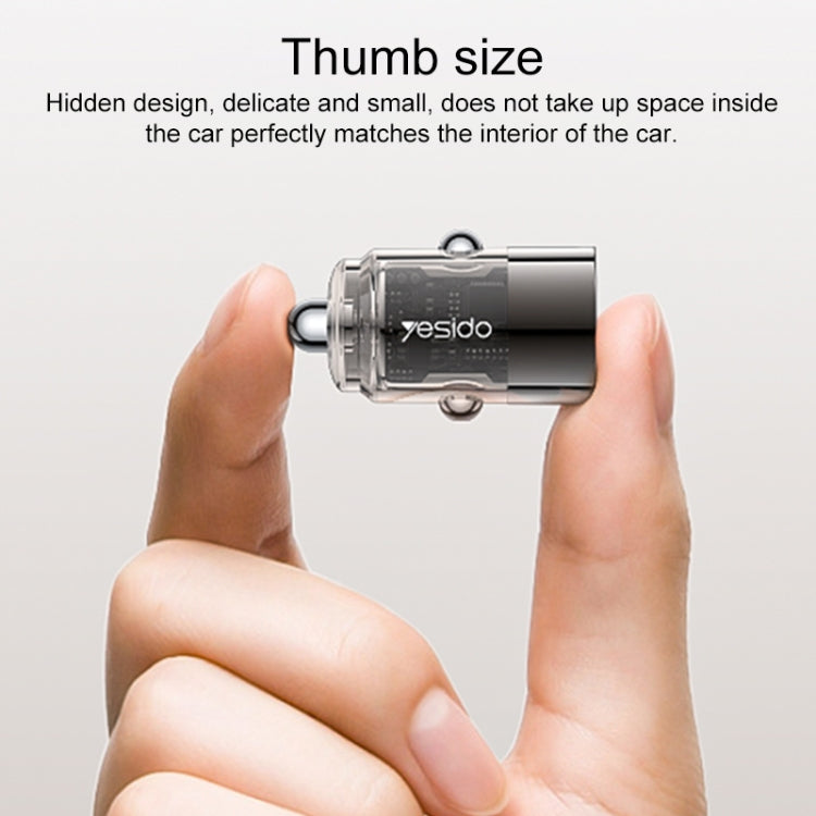 Yesido Y67 PD45W Single USB-C / Type-C Zinc Alloy Mini Car Charger - Metal Grey