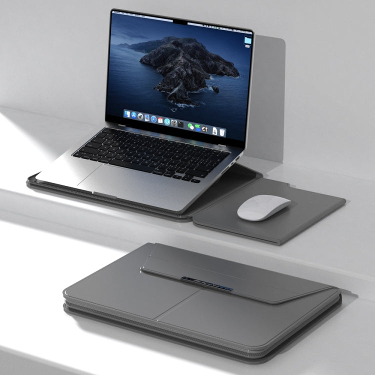 Multifunctional Laptop PU Magnetic Stand Split Liner Bag with Mouse Pad Function, Size:15 inch