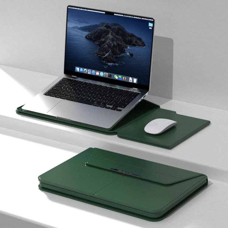Multifunctional Laptop PU Magnetic Stand Split Liner Bag with Mouse Pad Function, Size:15 inch