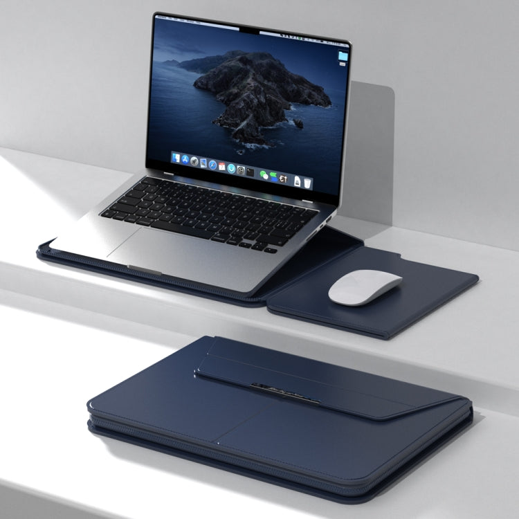Multifunctional Laptop PU Magnetic Stand Split Liner Bag with Mouse Pad Function, Size:15 inch