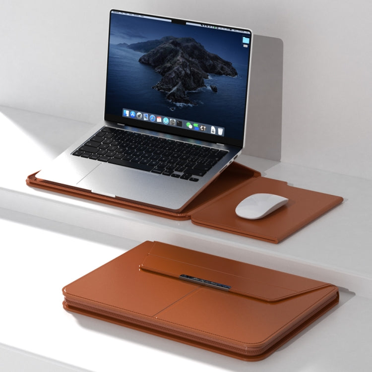 Multifunctional Laptop PU Magnetic Stand Split Liner Bag with Mouse Pad Function, Size:13-14 inch