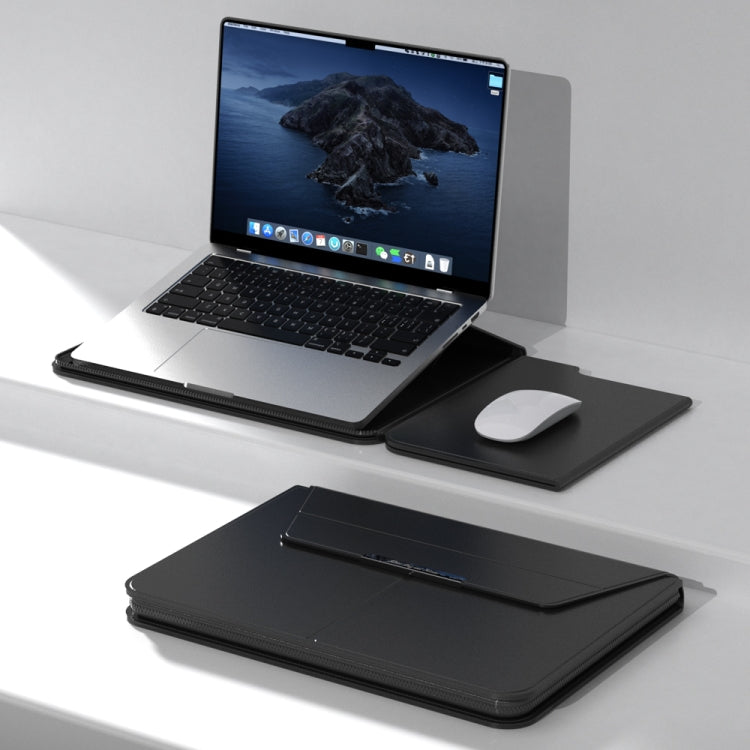 Multifunctional Laptop PU Magnetic Stand Split Liner Bag with Mouse Pad Function, Size:13-14 inch