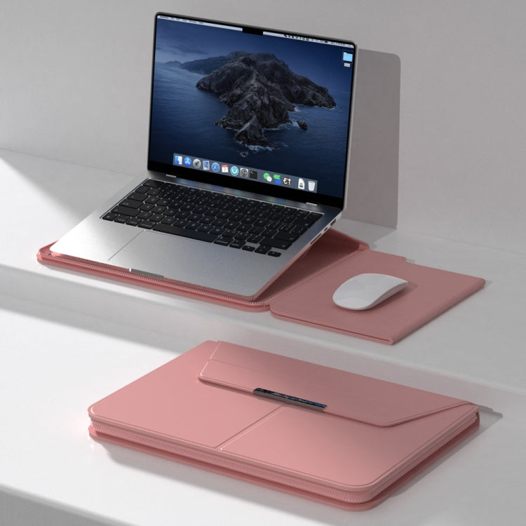 Multifunctional Laptop PU Magnetic Stand Split Liner Bag with Mouse Pad Function, Size:13-14 inch