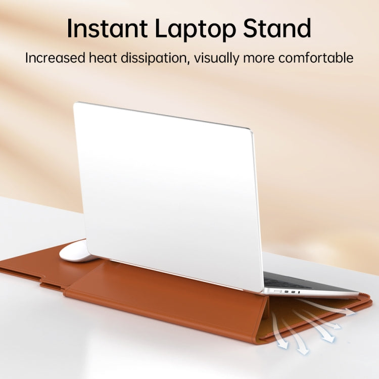 Multifunctional Laptop PU Magnetic Stand Split Liner Bag with Mouse Pad Function, Size:15 inch