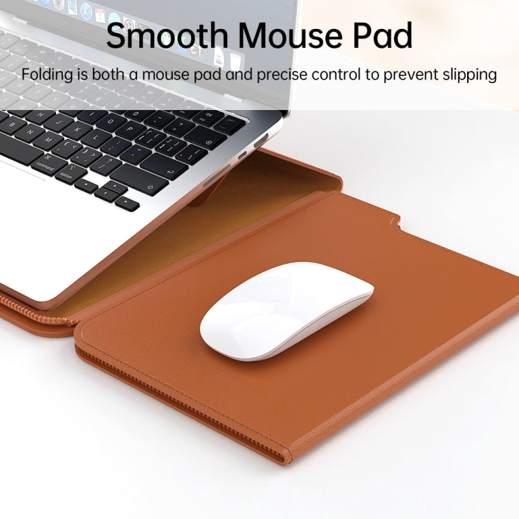 Multifunctional Laptop PU Magnetic Stand Split Liner Bag with Mouse Pad Function, Size:15 inch