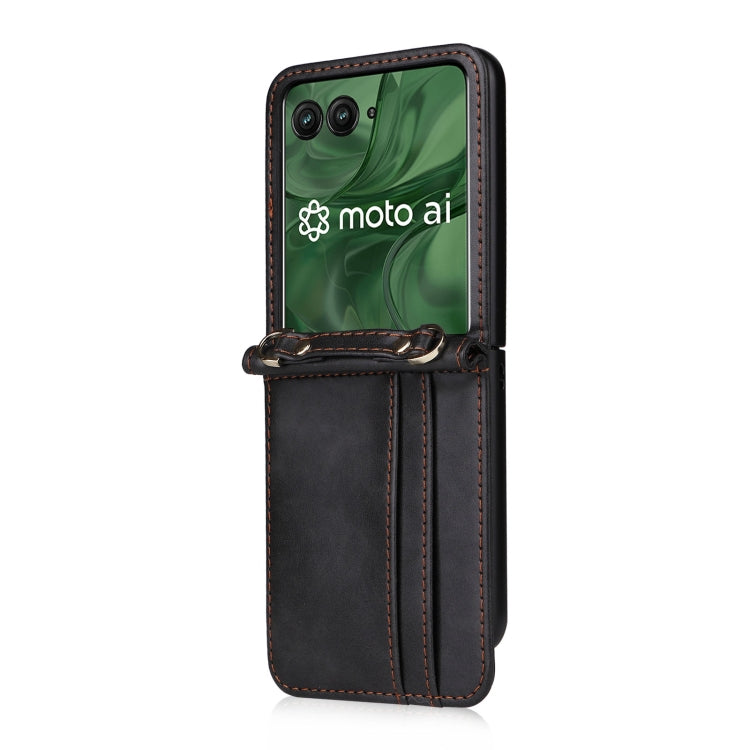 For Motorola Razr 50 Ultra Crossbody Card Bag PU Folding Phone Case