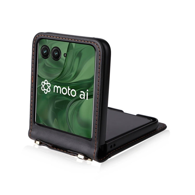 For Motorola Razr 50 Ultra Crossbody Card Bag PU Folding Phone Case