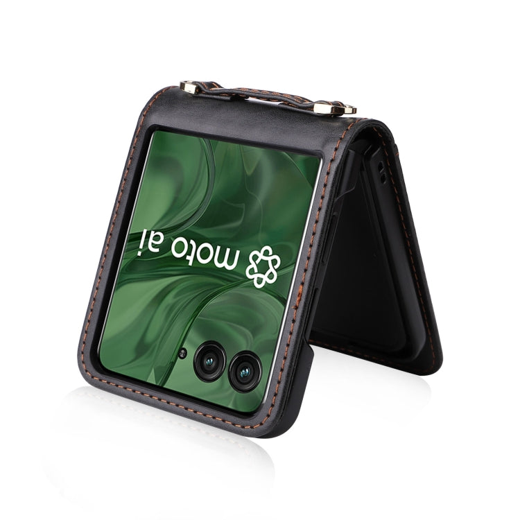 For Motorola Razr 50 Ultra Crossbody Card Bag PU Folding Phone Case