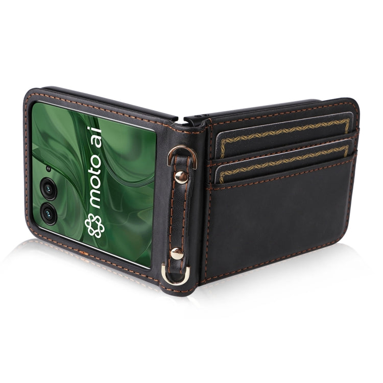 For Motorola Razr 50 Ultra Crossbody Card Bag PU Folding Phone Case