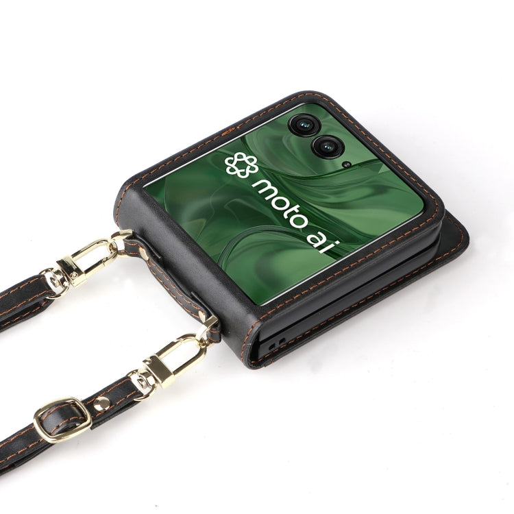 For Motorola Razr 50 Ultra Crossbody Card Bag PU Folding Phone Case