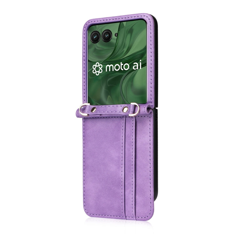 For Motorola Razr 50 Ultra Crossbody Card Bag PU Folding Phone Case