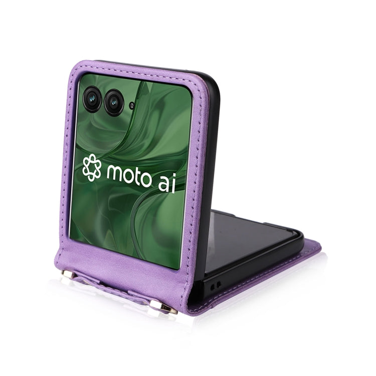 For Motorola Razr 50 Ultra Crossbody Card Bag PU Folding Phone Case