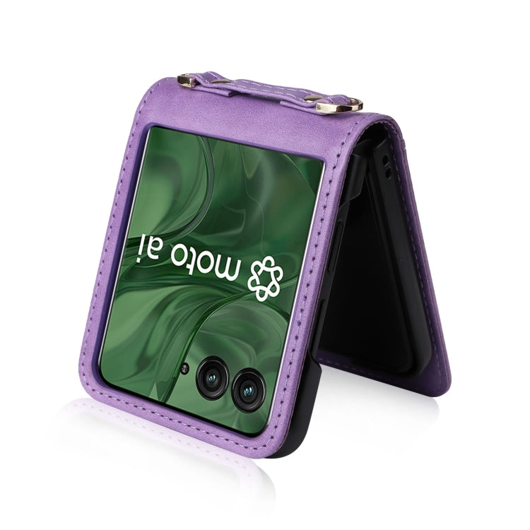 For Motorola Razr 50 Ultra Crossbody Card Bag PU Folding Phone Case
