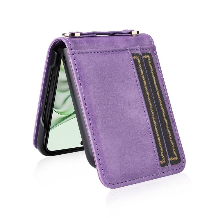 For Motorola Razr 50 Ultra Crossbody Card Bag PU Folding Phone Case