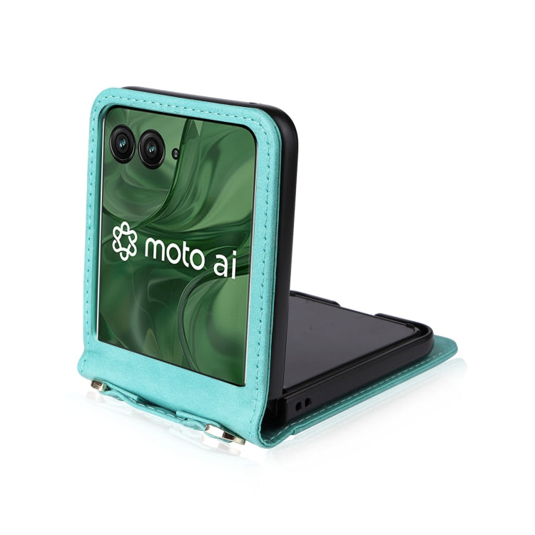 For Motorola Razr 50 Ultra Crossbody Card Bag PU Folding Phone Case