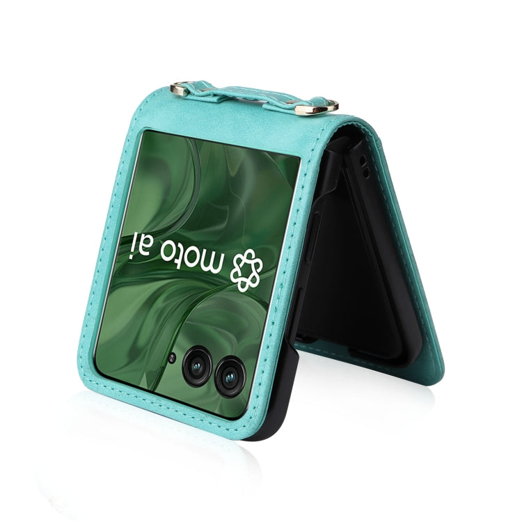 For Motorola Razr 50 Ultra Crossbody Card Bag PU Folding Phone Case