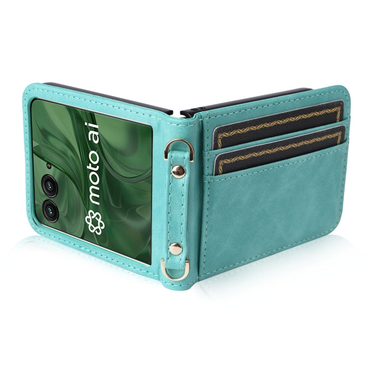 For Motorola Razr 50 Ultra Crossbody Card Bag PU Folding Phone Case