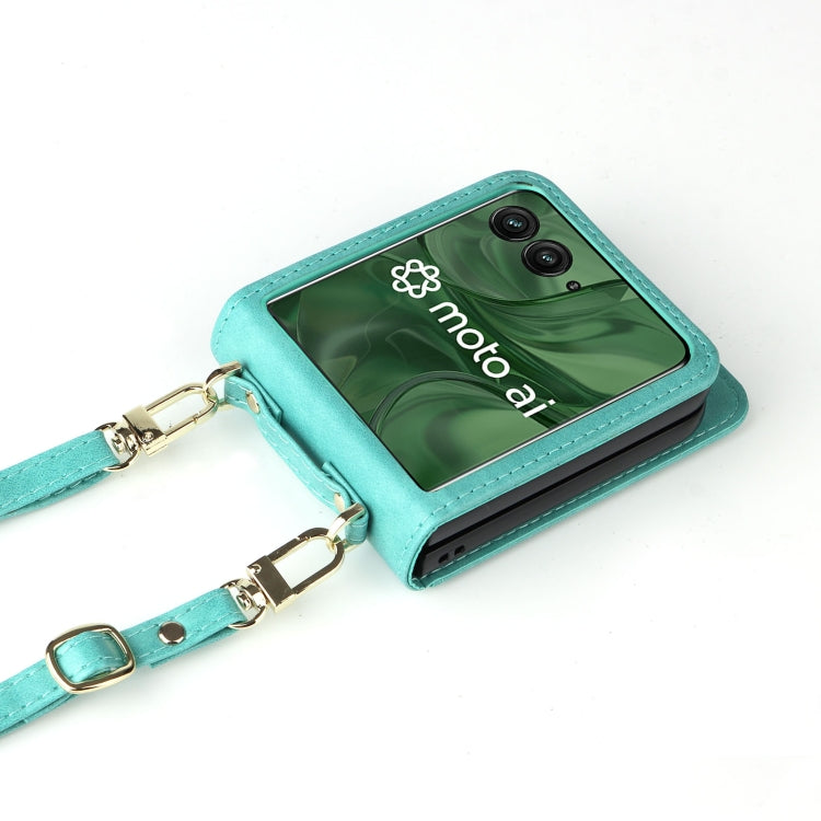 For Motorola Razr 50 Ultra Crossbody Card Bag PU Folding Phone Case