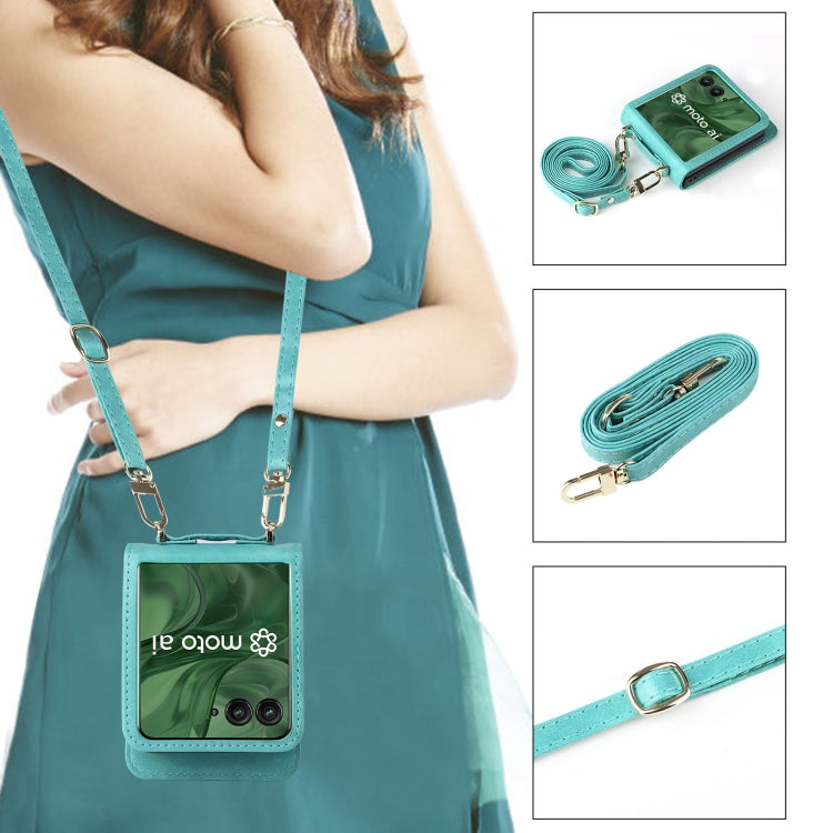 For Motorola Razr 50 Ultra Crossbody Card Bag PU Folding Phone Case