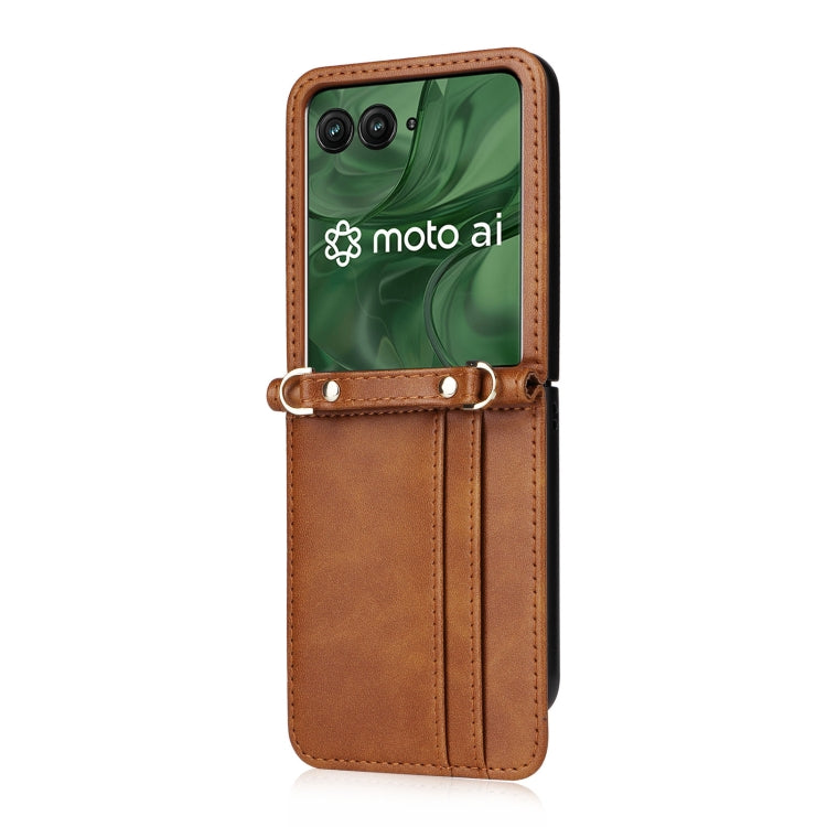 For Motorola Razr 50 Ultra Crossbody Card Bag PU Folding Phone Case