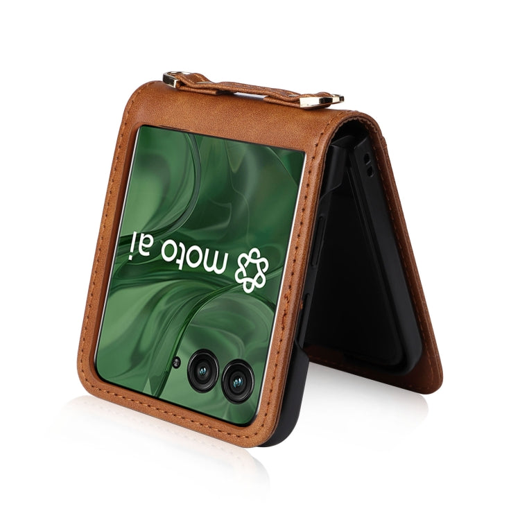 For Motorola Razr 50 Ultra Crossbody Card Bag PU Folding Phone Case