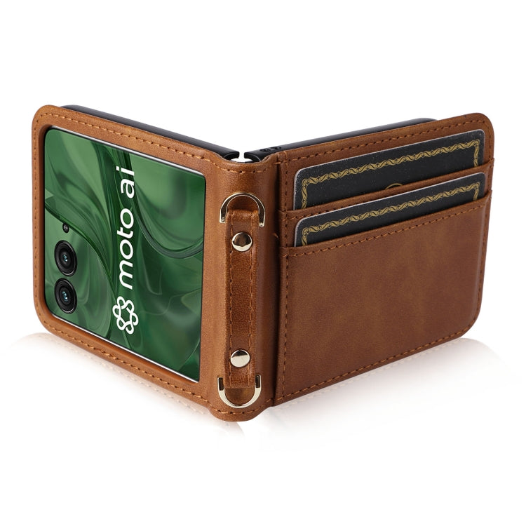 For Motorola Razr 50 Ultra Crossbody Card Bag PU Folding Phone Case