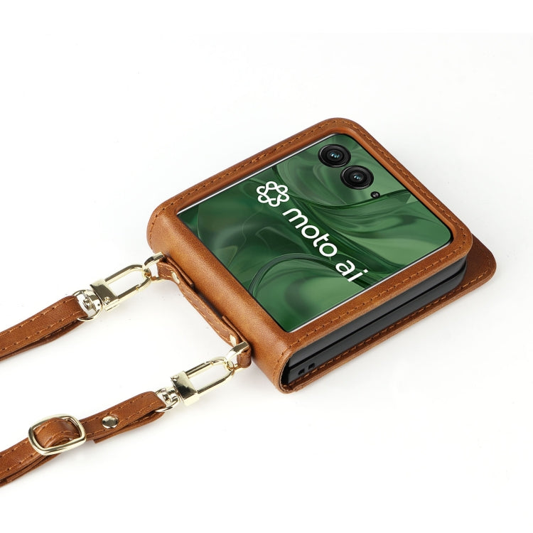 For Motorola Razr 50 Ultra Crossbody Card Bag PU Folding Phone Case