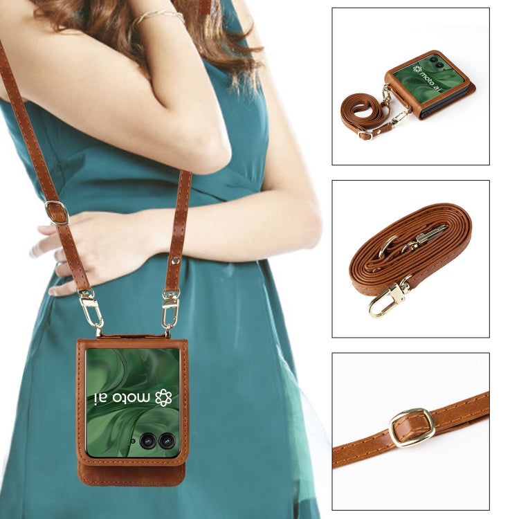For Motorola Razr 50 Ultra Crossbody Card Bag PU Folding Phone Case