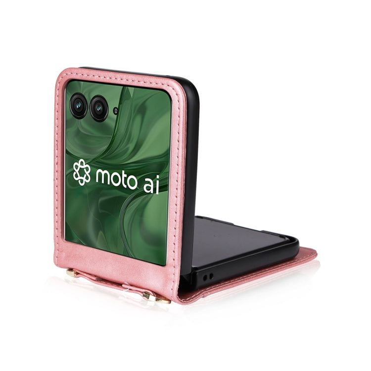 For Motorola Razr 50 Ultra Crossbody Card Bag PU Folding Phone Case