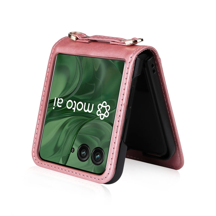 For Motorola Razr 50 Ultra Crossbody Card Bag PU Folding Phone Case