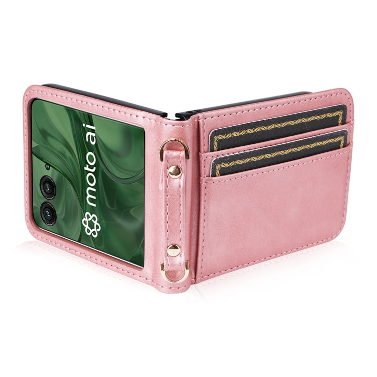 For Motorola Razr 50 Ultra Crossbody Card Bag PU Folding Phone Case