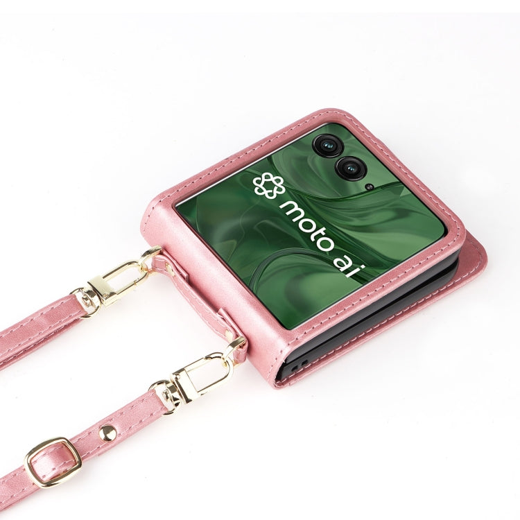 For Motorola Razr 50 Ultra Crossbody Card Bag PU Folding Phone Case