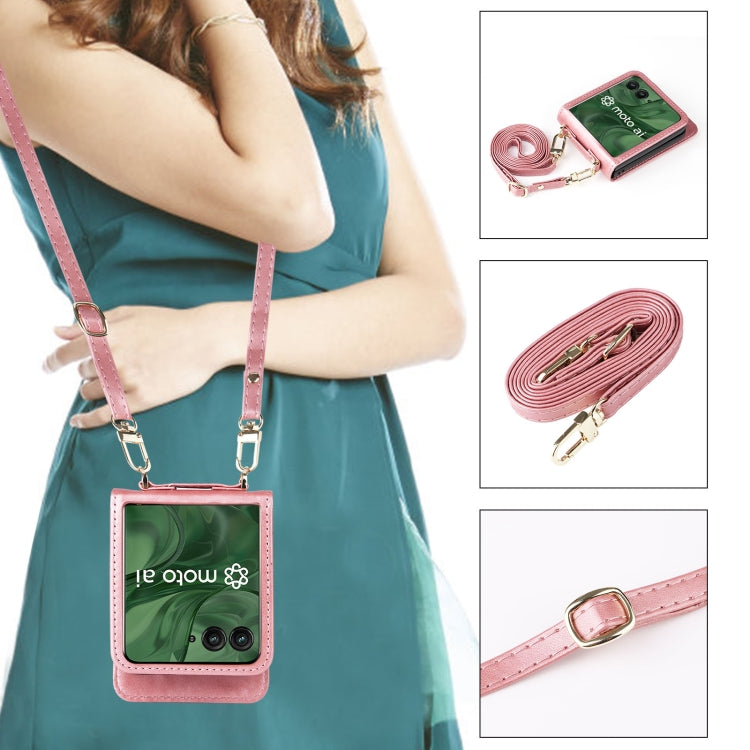 For Motorola Razr 50 Ultra Crossbody Card Bag PU Folding Phone Case