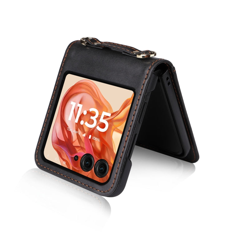 For Motorola Razr 50 Crossbody Card Bag PU Folding Phone Case