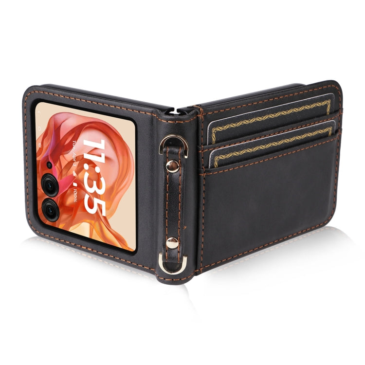 For Motorola Razr 50 Crossbody Card Bag PU Folding Phone Case